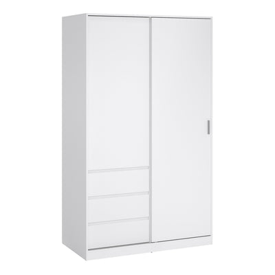 Naia Wardrobe with 1 Sliding Door 1 Door 3 Drawers in White High Gloss – FTG