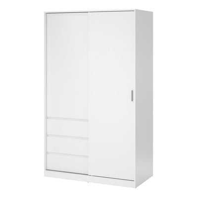 Naia Wardrobe with 1 Sliding Door 1 Door 3 Drawers in White High Gloss – FTG, view 4