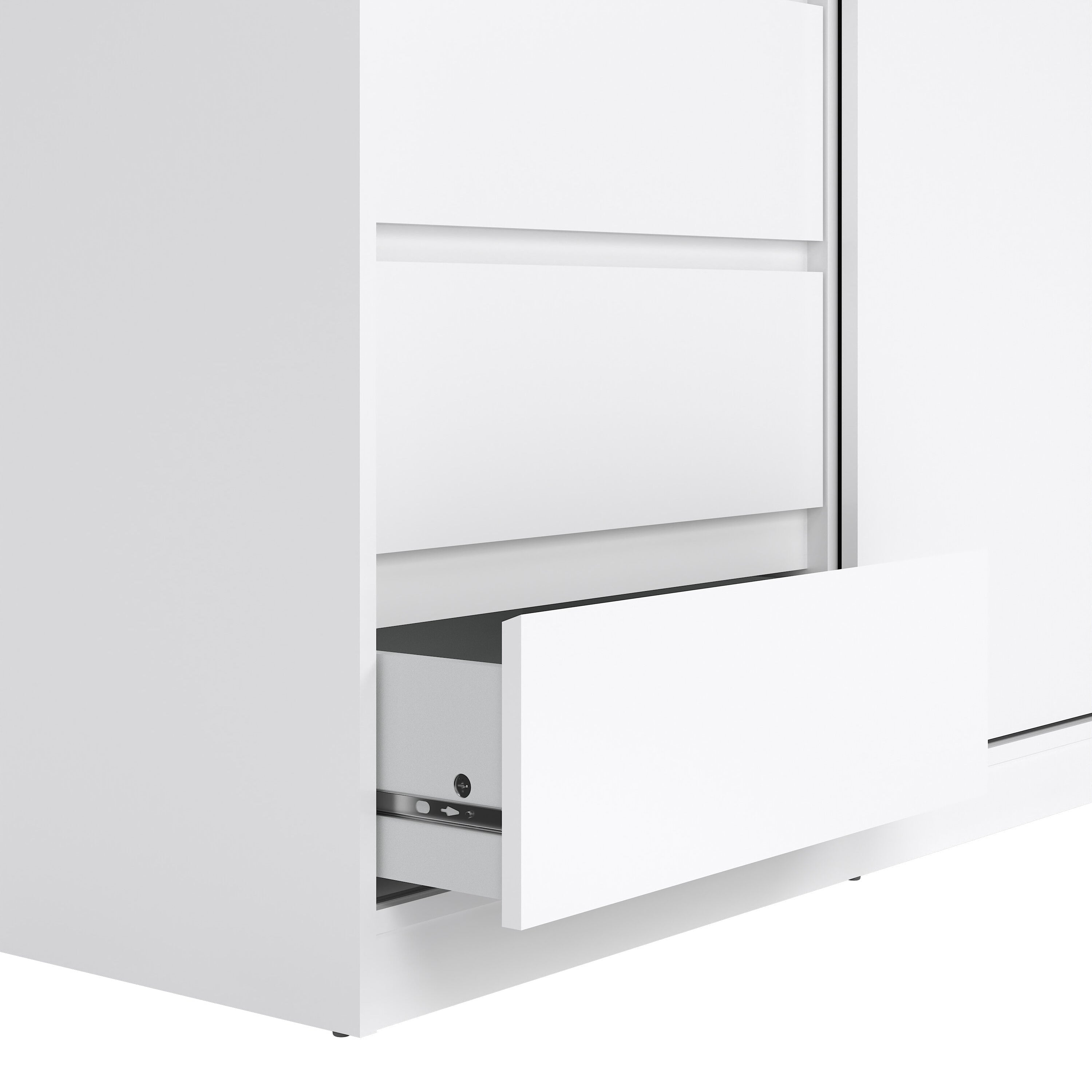 Naia Wardrobe with 1 Sliding Door 1 Door 3 Drawers in White High Gloss – FTG, view 9