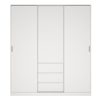 Naia Wardrobe with 2 Sliding Doors + 1 Door + 3 Drawers in White – FTG, view 2