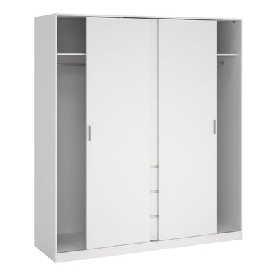 Naia Wardrobe with 2 Sliding Doors + 1 Door + 3 Drawers in White – FTG, view 4