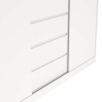 Naia Wardrobe with 2 Sliding Doors + 1 Door + 3 Drawers in White – FTG, view 8