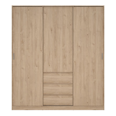 Naia Wardrobe with 2 Sliding Doors 1 Door 3 Drawers in Jackson Hickory Oak – FTG, view 2