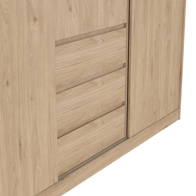 Naia Wardrobe with 2 Sliding Doors 1 Door 3 Drawers in Jackson Hickory Oak – FTG, view 9