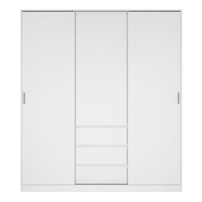 Naia Wardrobe with 2 Sliding Doors 1 Door 3 Drawers in White High Gloss – FTG, view 2