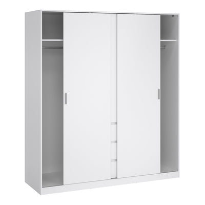 Naia Wardrobe with 2 Sliding Doors 1 Door 3 Drawers in White High Gloss – FTG, view 4