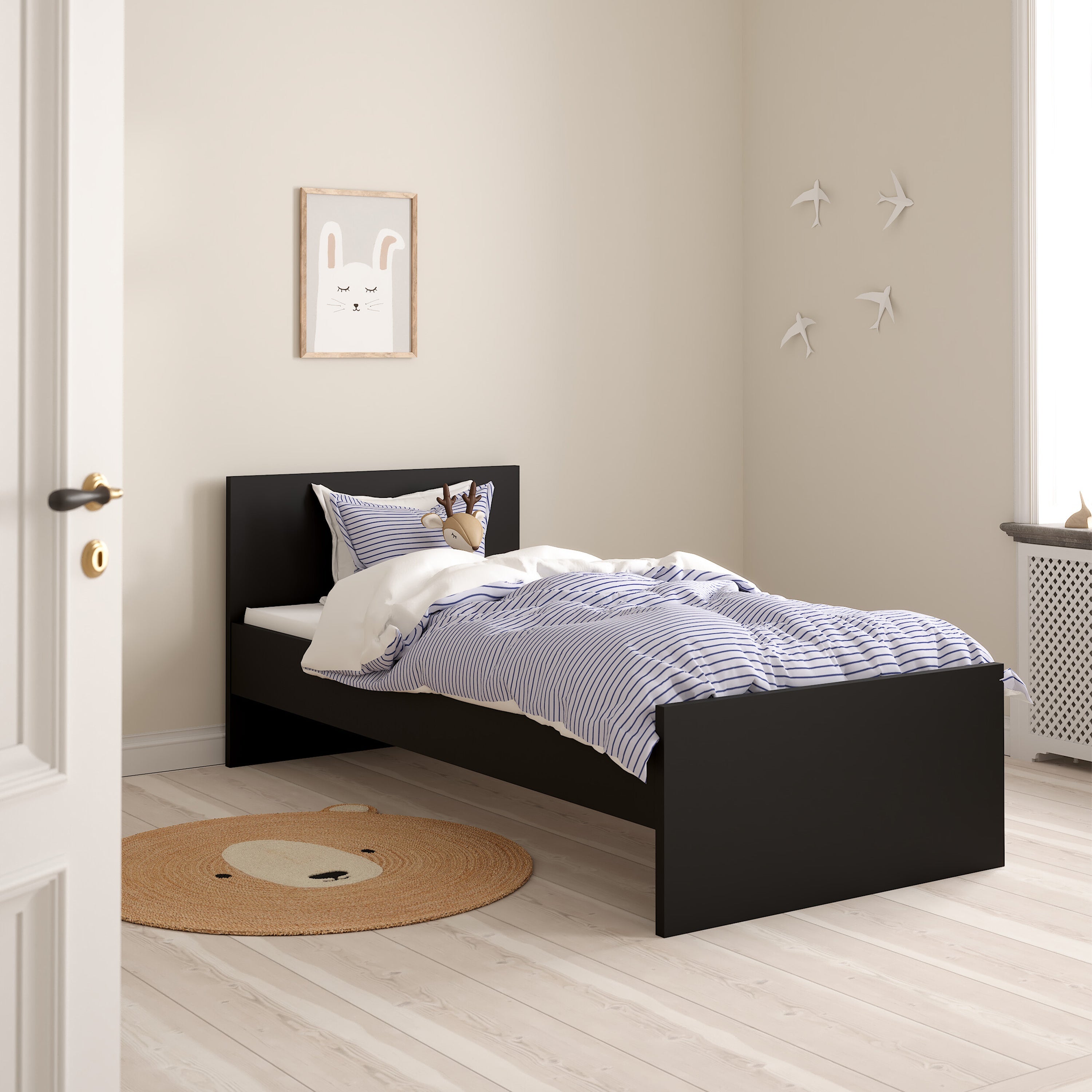 Naia Single Bed 3ft (90 x 190) in Black Matt – FTG, view 8