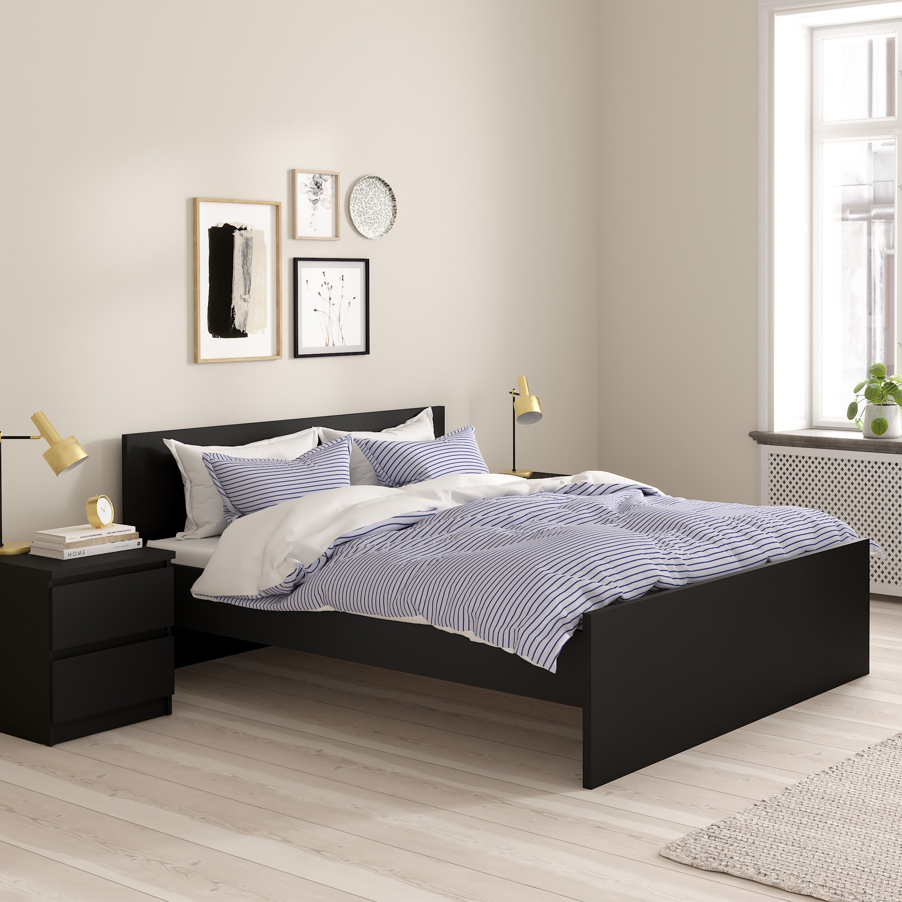 Naia Double Bed 4ft6 (140 x 190) in Black Matt – FTG, view 8