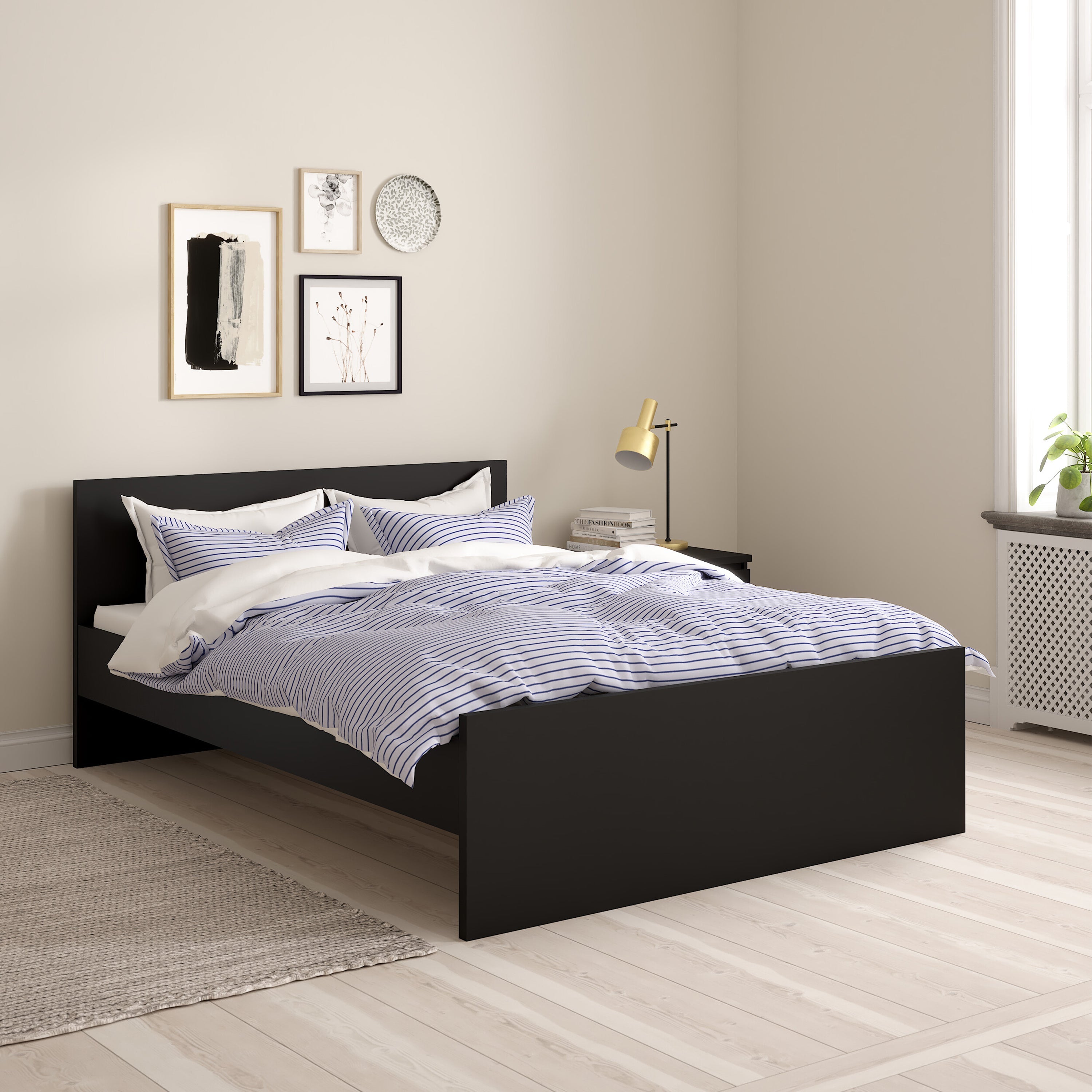 Naia Double Bed 4ft6 (140 x 190) in Black Matt – FTG, view 9