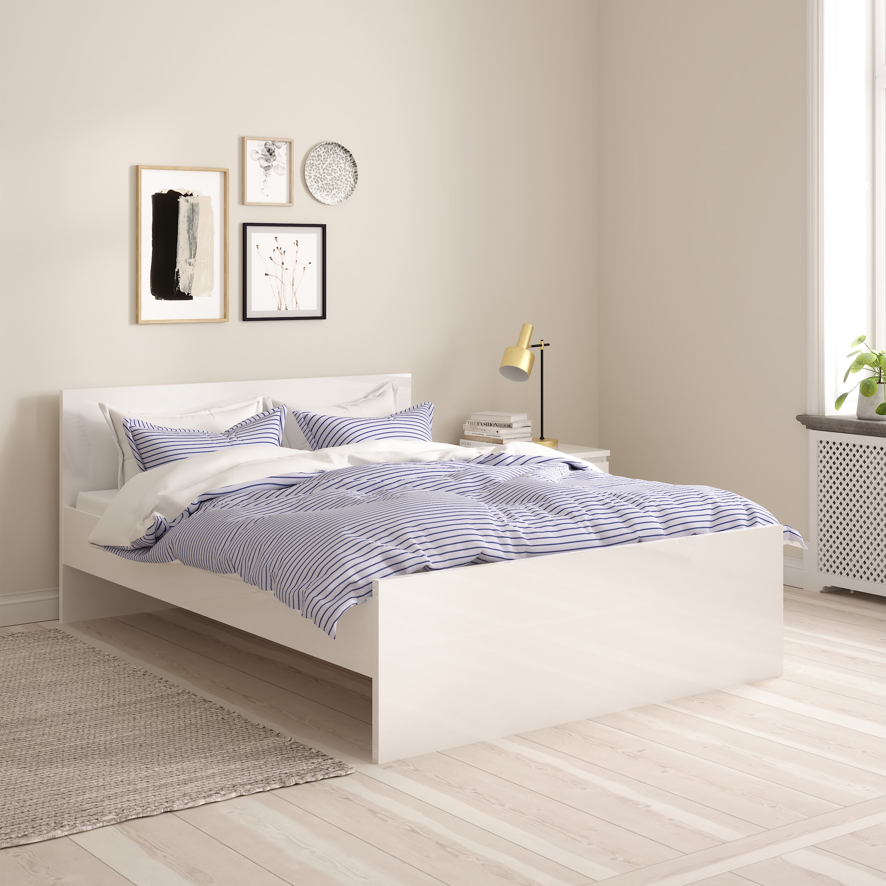 Naia Double Bed 4ft6 (140 x 190) in White High Gloss – FTG, view 9
