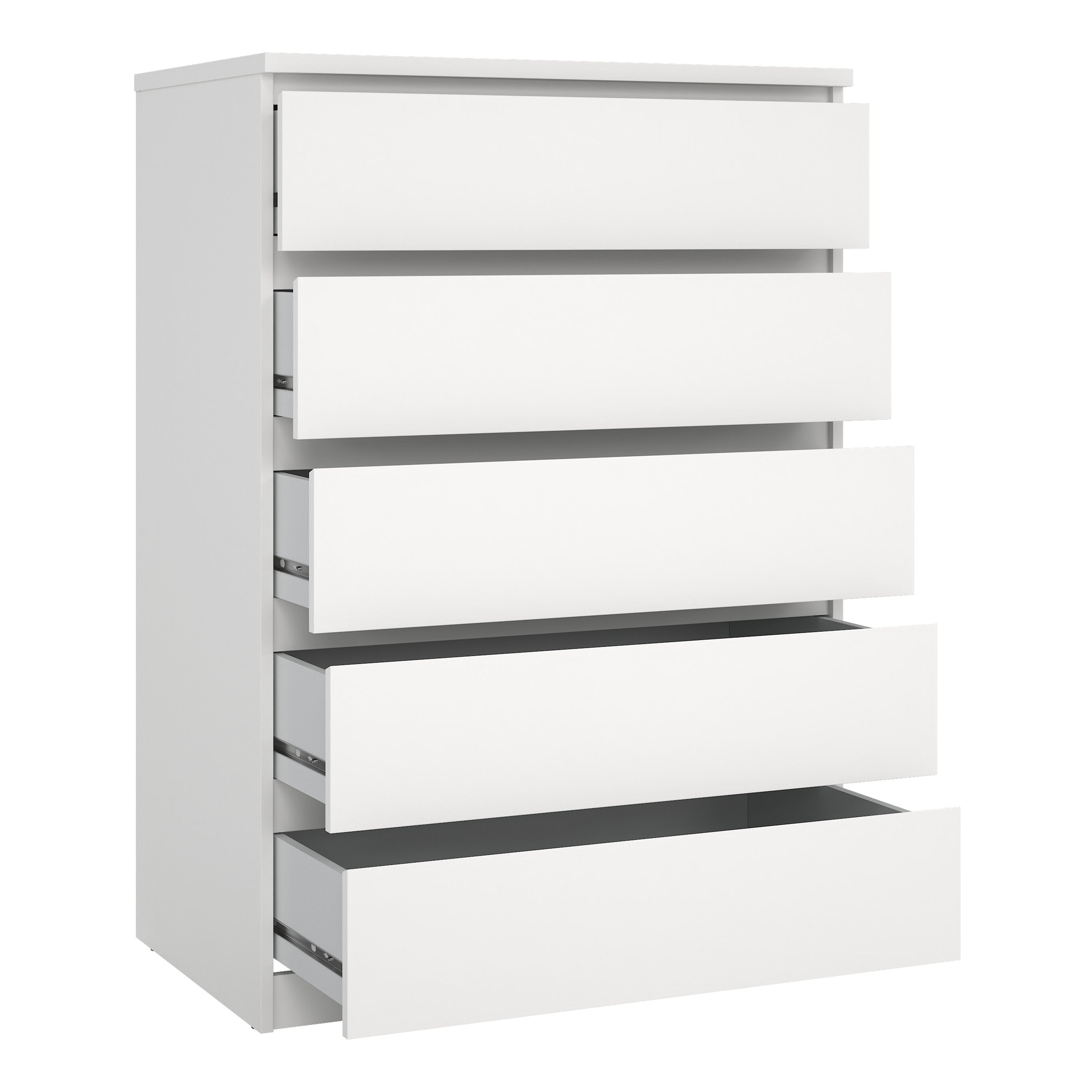 Naia Chest of 5 Drawers in White – FTG, view 7