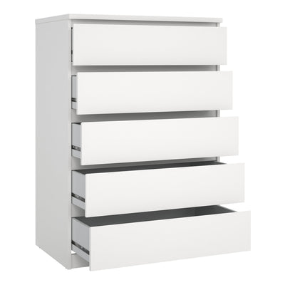 Naia Chest of 5 Drawers in White – FTG, view 7