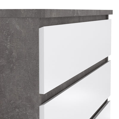 Naia Chest of 5 Drawers in Concrete and White High Gloss – FTG, view 6