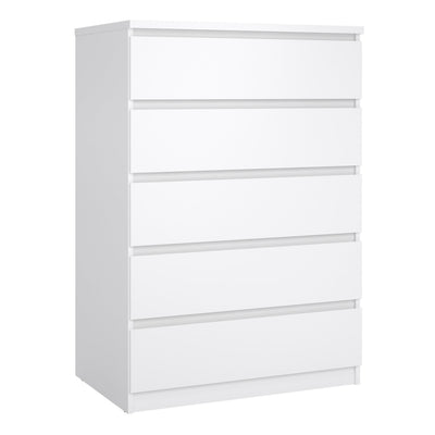 Naia Chest of 5 Drawers in White High Gloss – FTG