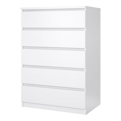 Naia Chest of 5 Drawers in White High Gloss – FTG, view 3