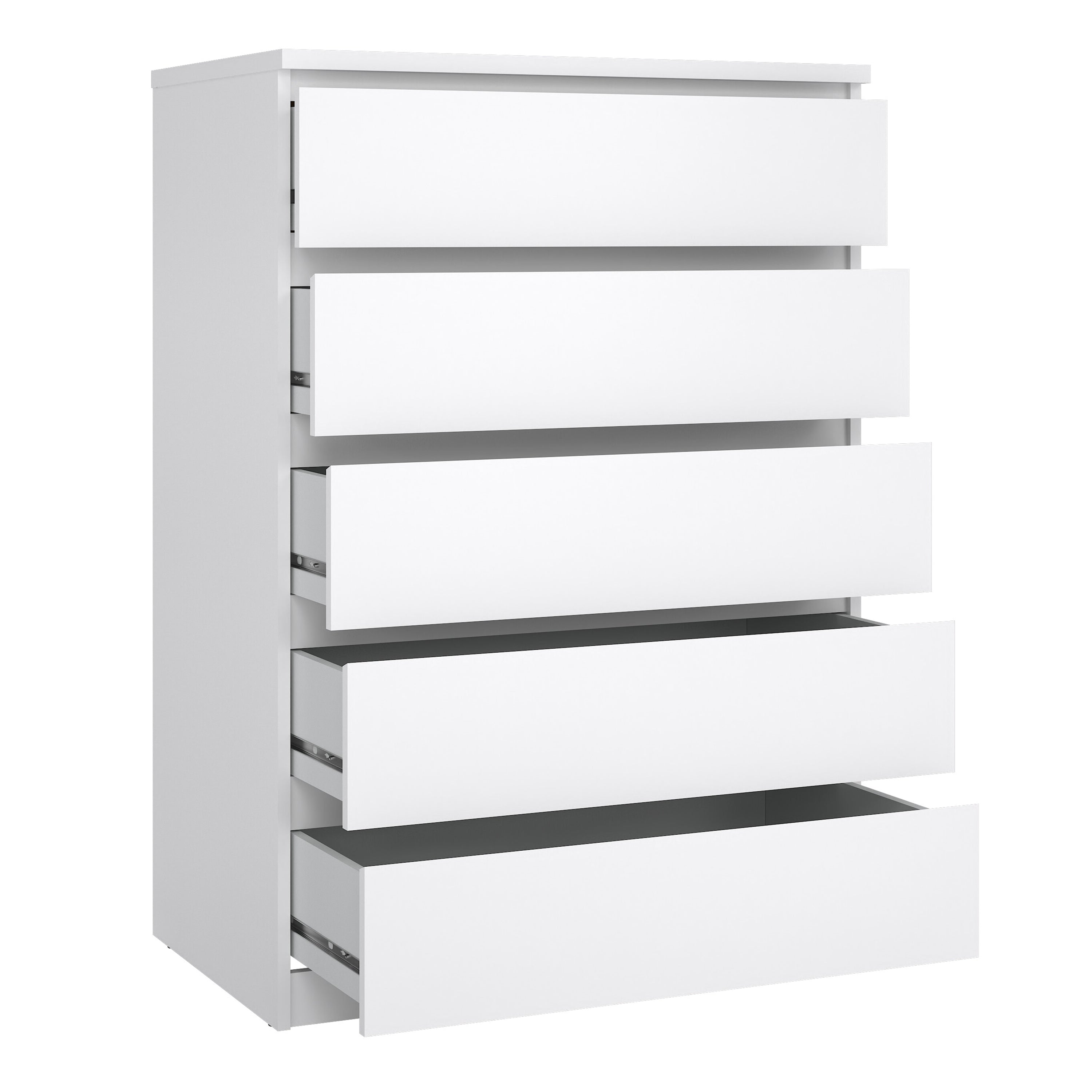 Naia Chest of 5 Drawers in White High Gloss – FTG, view 4