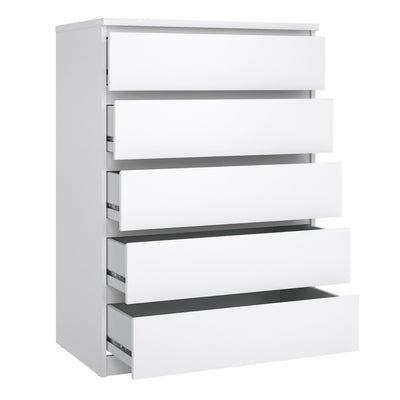 Naia Chest of 5 Drawers in White High Gloss – FTG, view 4