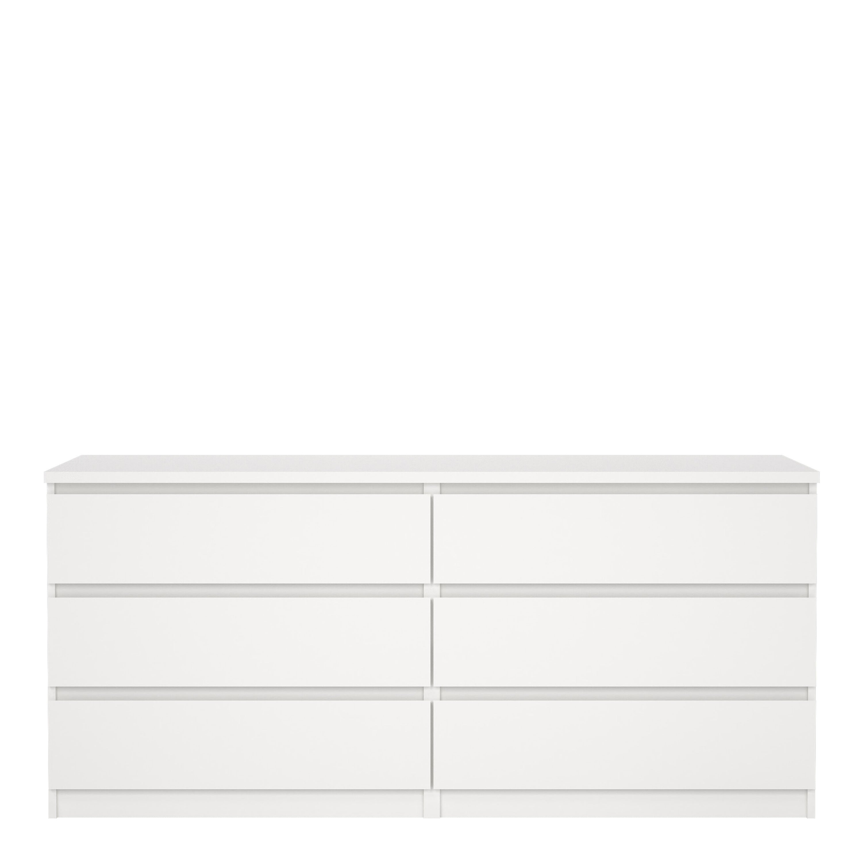Naia Wide Chest of 6 Drawers (3+3) in White – FTG, view 2