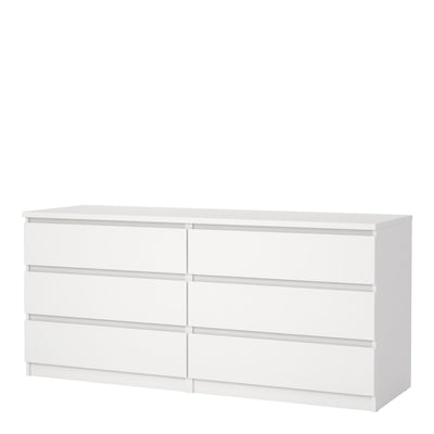 Naia Wide Chest of 6 Drawers (3+3) in White – FTG, view 3