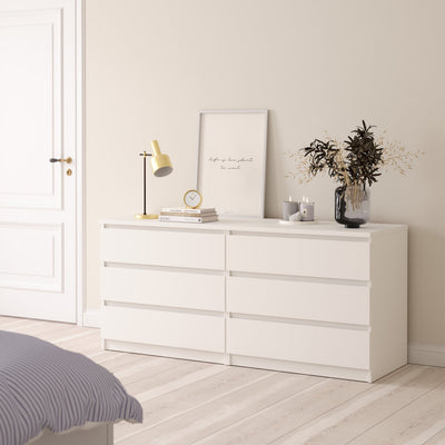 Naia Wide Chest of 6 Drawers (3+3) in White – FTG, view 5