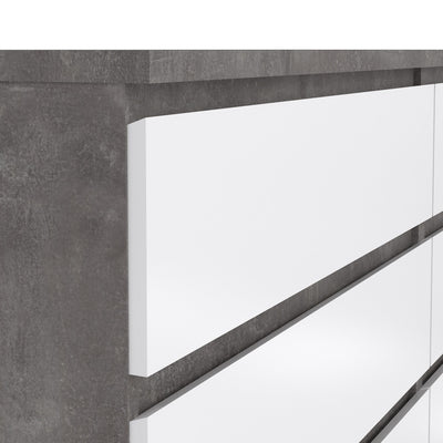 Naia Wide Chest of 6 Drawers (3+3) in Concrete and White High Gloss – FTG, view 6
