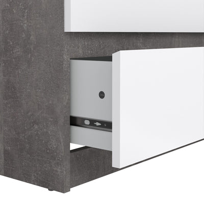 Naia Wide Chest of 6 Drawers (3+3) in Concrete and White High Gloss – FTG, view 7