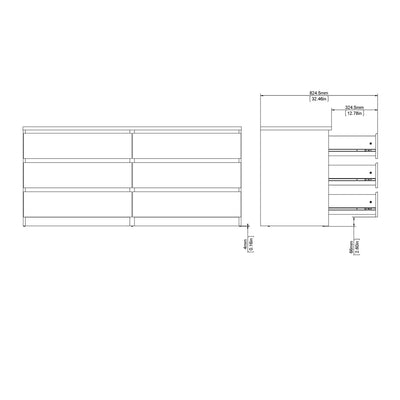 Naia Wide Chest of 6 Drawers (3+3) in Concrete and White High Gloss – FTG, view 9