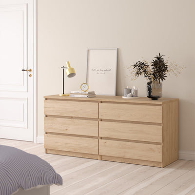 Naia Wide Chest of 6 Drawers (3+3) in Jackson Hickory Oak – FTG, view 5