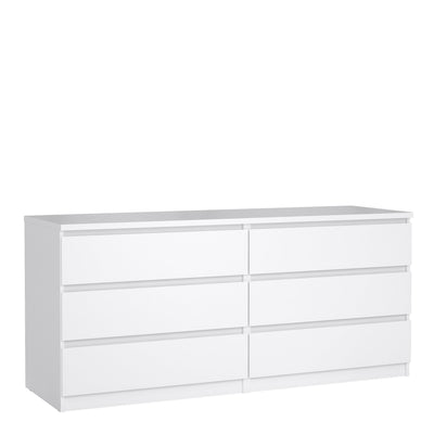 Naia Wide Chest of 6 Drawers (3+3) in White High Gloss – FTG