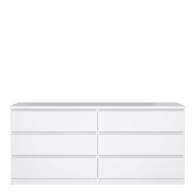 Naia Wide Chest of 6 Drawers (3+3) in White High Gloss – FTG, view 2