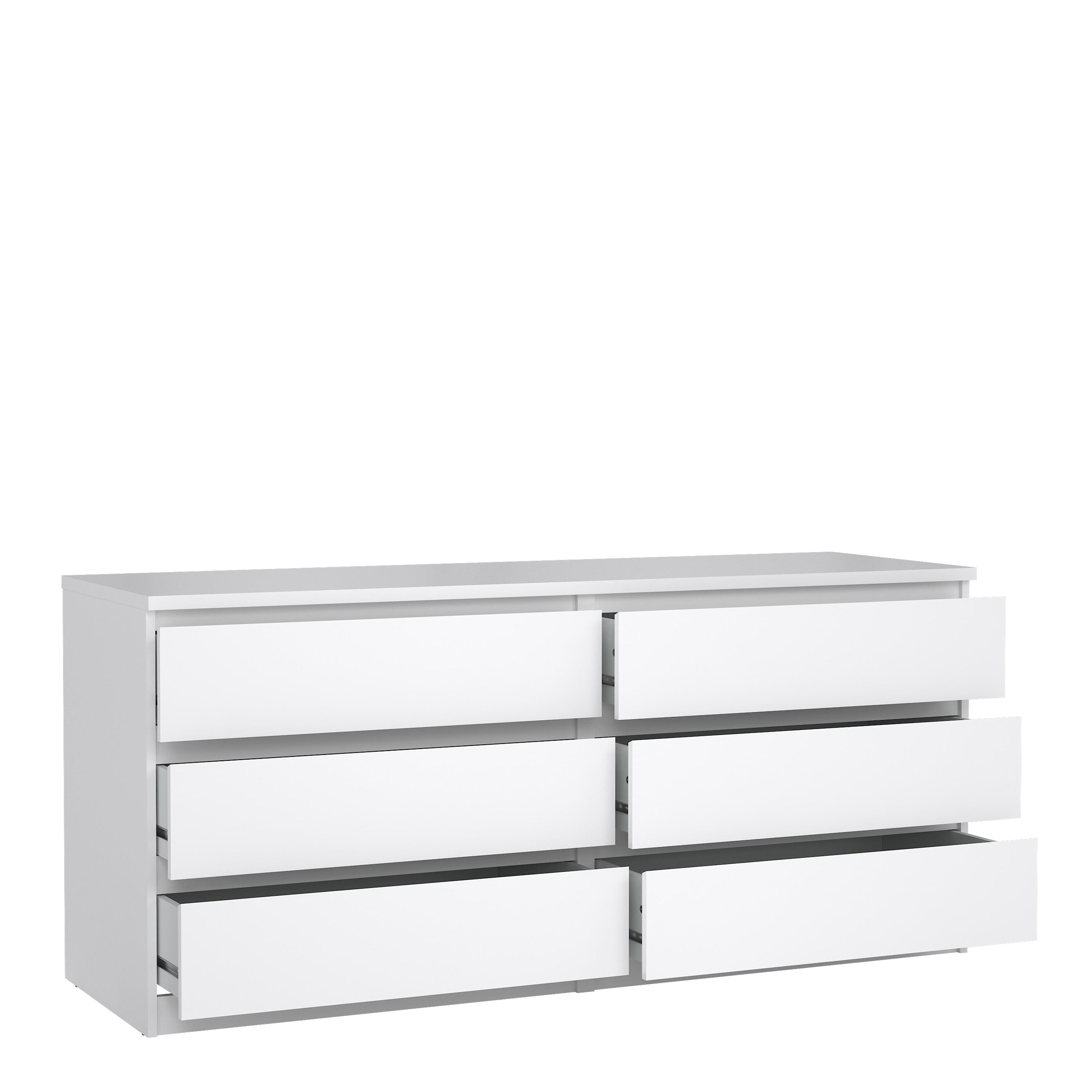 Naia Wide Chest of 6 Drawers (3+3) in White High Gloss – FTG, view 4