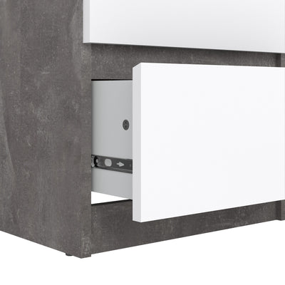 Naia Narrow Chest of 5 Drawers in Concrete and White High Gloss – FTG, view 7