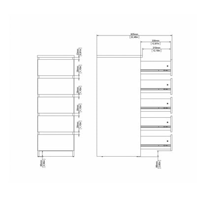 Naia Narrow Chest of 5 Drawers in Jackson Hickory Oak – FTG, view 6