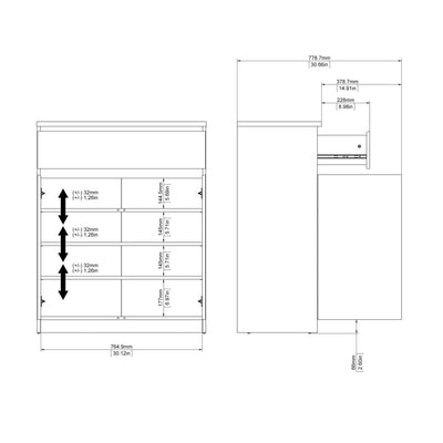 Naia Sideboard 1 Drawer 2 Doors in White High Gloss – FTG, view 10