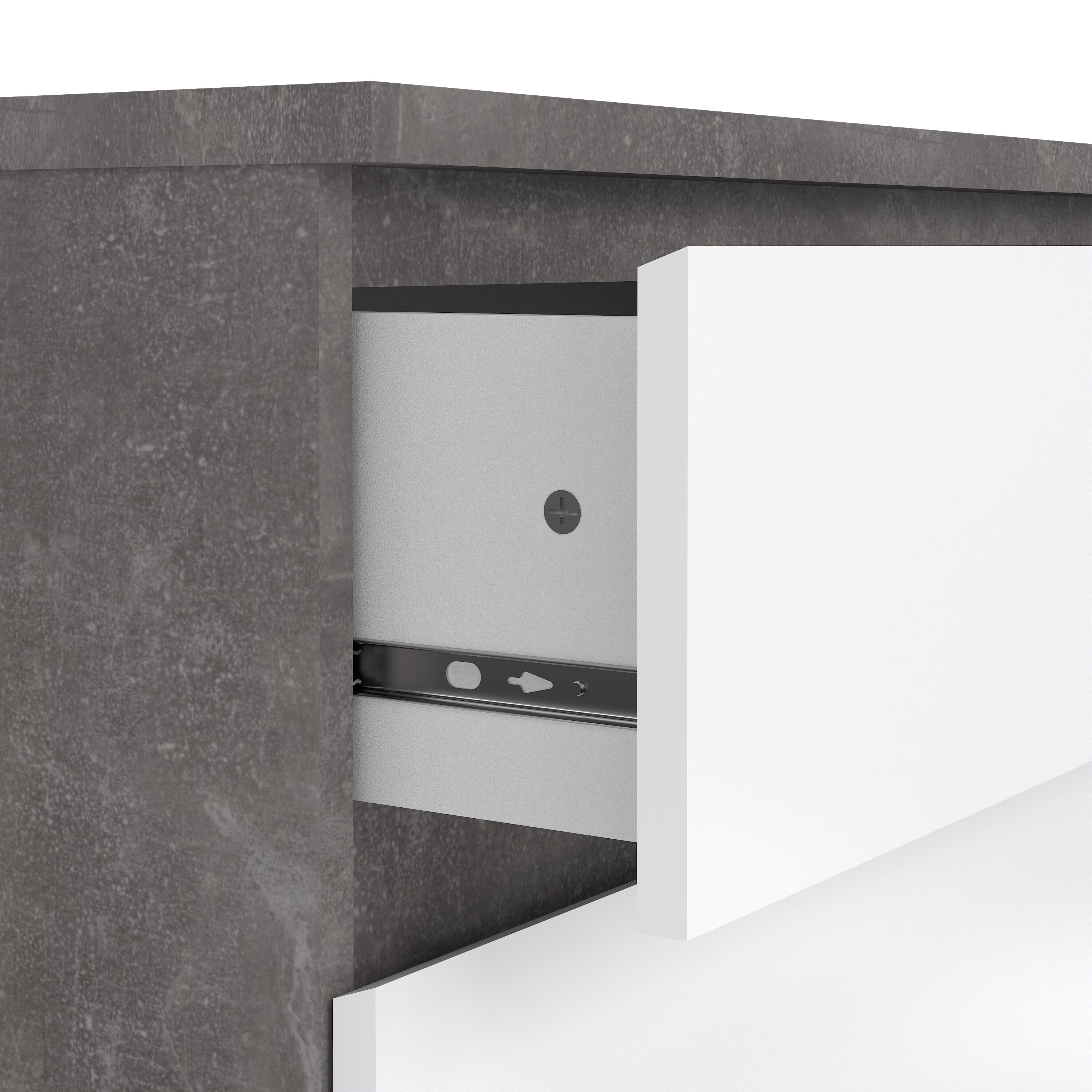 Naia Chest of 3 Drawers in Concrete and White High Gloss – FTG, view 6