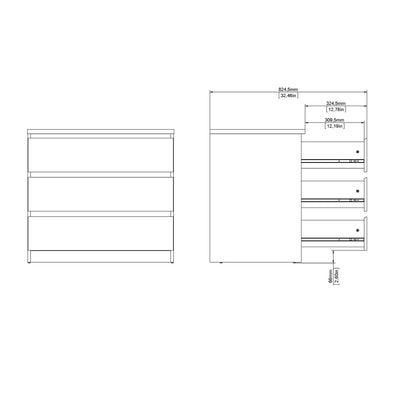 Naia Chest of 3 Drawers in White High Gloss – FTG, view 9