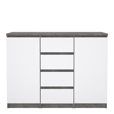 Naia Sideboard 4 Drawers 2 Doors in Concrete and White High Gloss – FTG, view 2