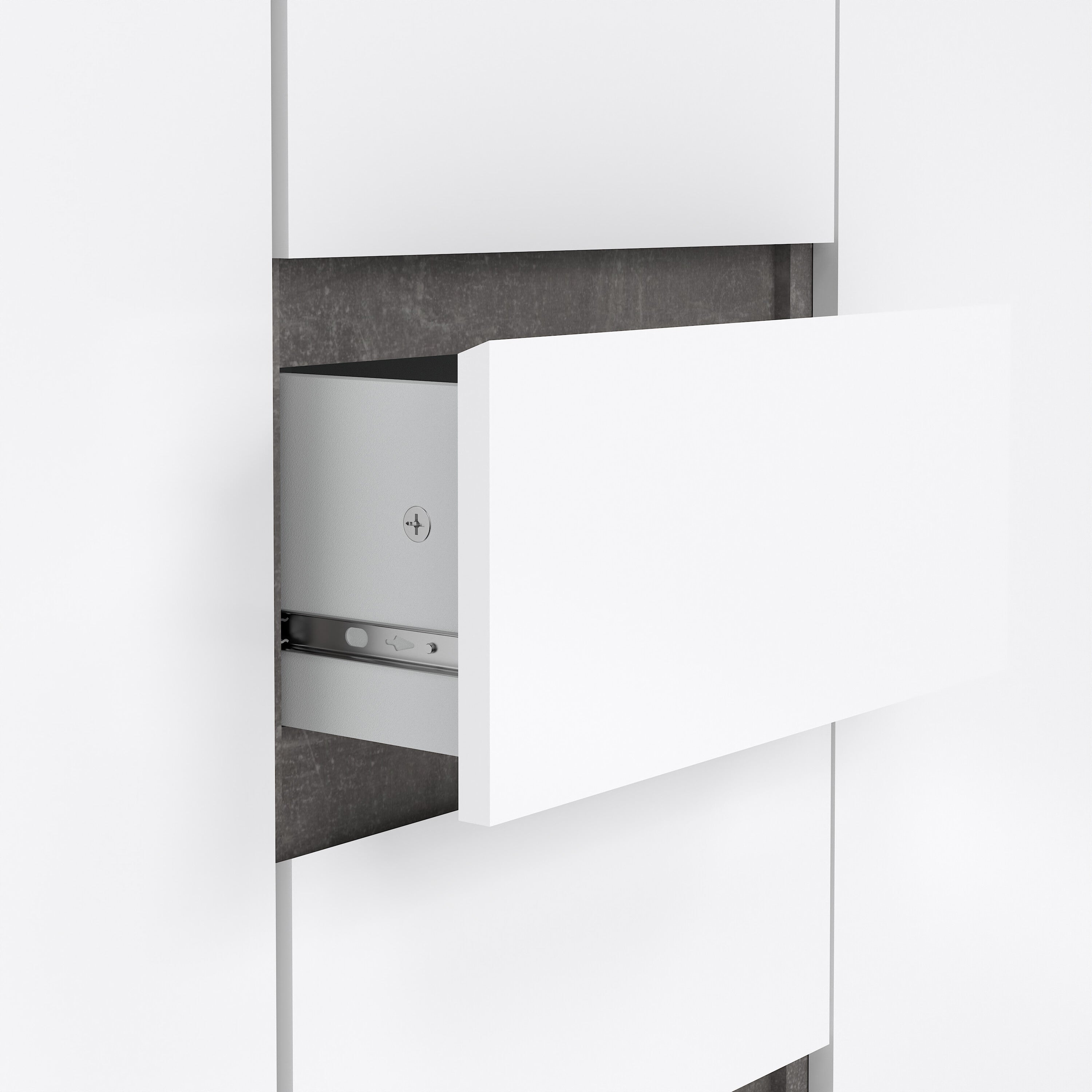 Naia Sideboard 4 Drawers 2 Doors in Concrete and White High Gloss – FTG, view 6
