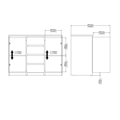 Naia Sideboard 4 Drawers 2 Doors in Concrete and White High Gloss – FTG, view 9