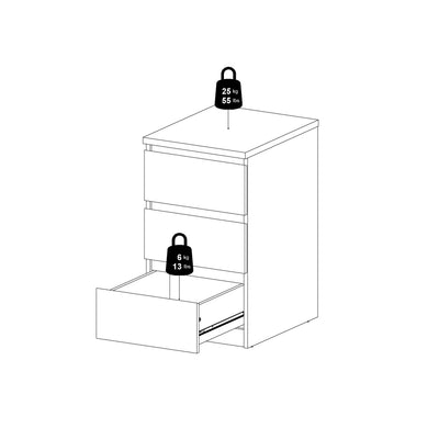 Naia Bedside 3 Drawers in Concrete and White High Gloss – FTG, view 10