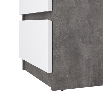 Naia Bedside 3 Drawers in Concrete and White High Gloss – FTG, view 7