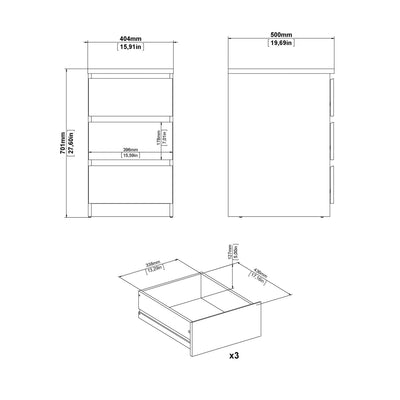 Naia Bedside 3 Drawers in Concrete and White High Gloss – FTG, view 8