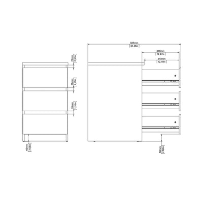 Naia Bedside 3 Drawers in Concrete and White High Gloss – FTG, view 9