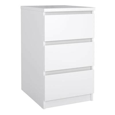 Naia Bedside 3 Drawers in White High Gloss – FTG