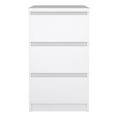Naia Bedside 3 Drawers in White High Gloss – FTG, view 2