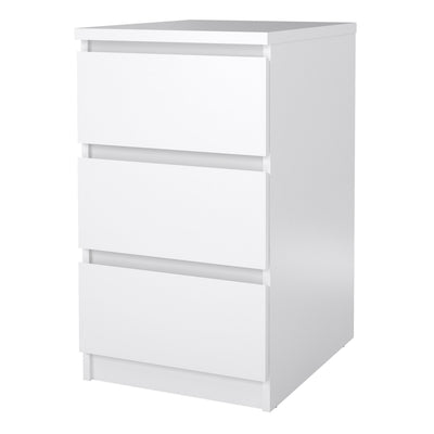 Naia Bedside 3 Drawers in White High Gloss – FTG, view 3