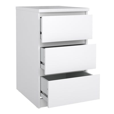 Naia Bedside 3 Drawers in White High Gloss – FTG, view 4