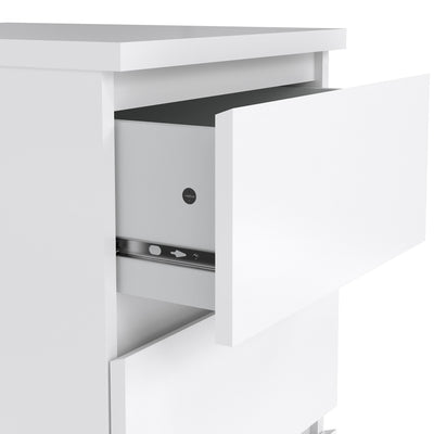 Naia Bedside 3 Drawers in White High Gloss – FTG, view 6