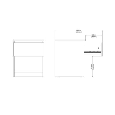 Naia Bedside 1 Drawer 1 Shelf in White – FTG, view 4