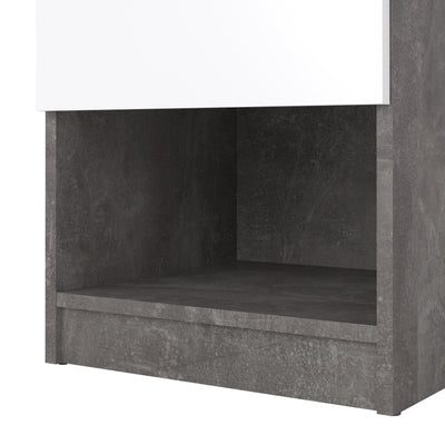 Naia Bedside 1 Drawer 1 Shelf in Concrete and White High Gloss – FTG, view 7